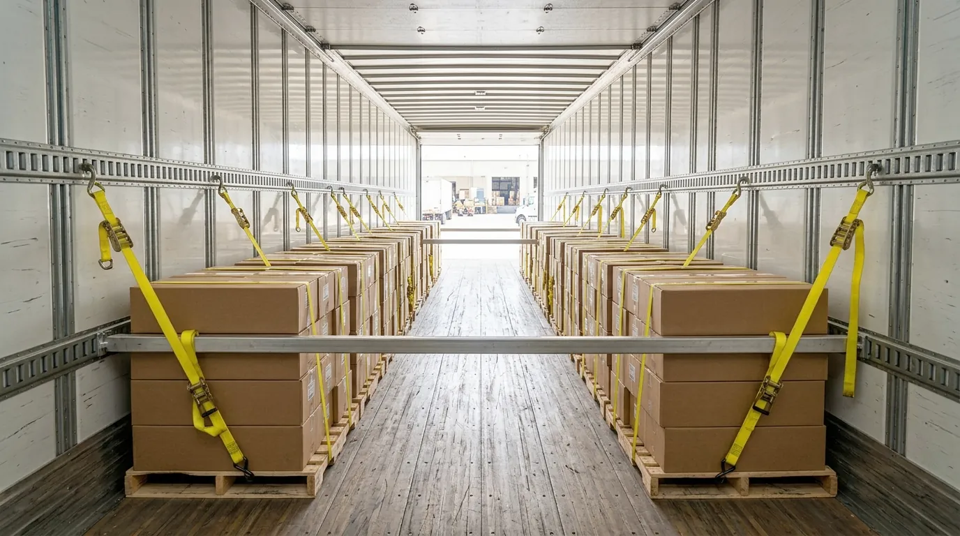 Commercial truck driver inside cab with digital freight invoice on mobile tablet